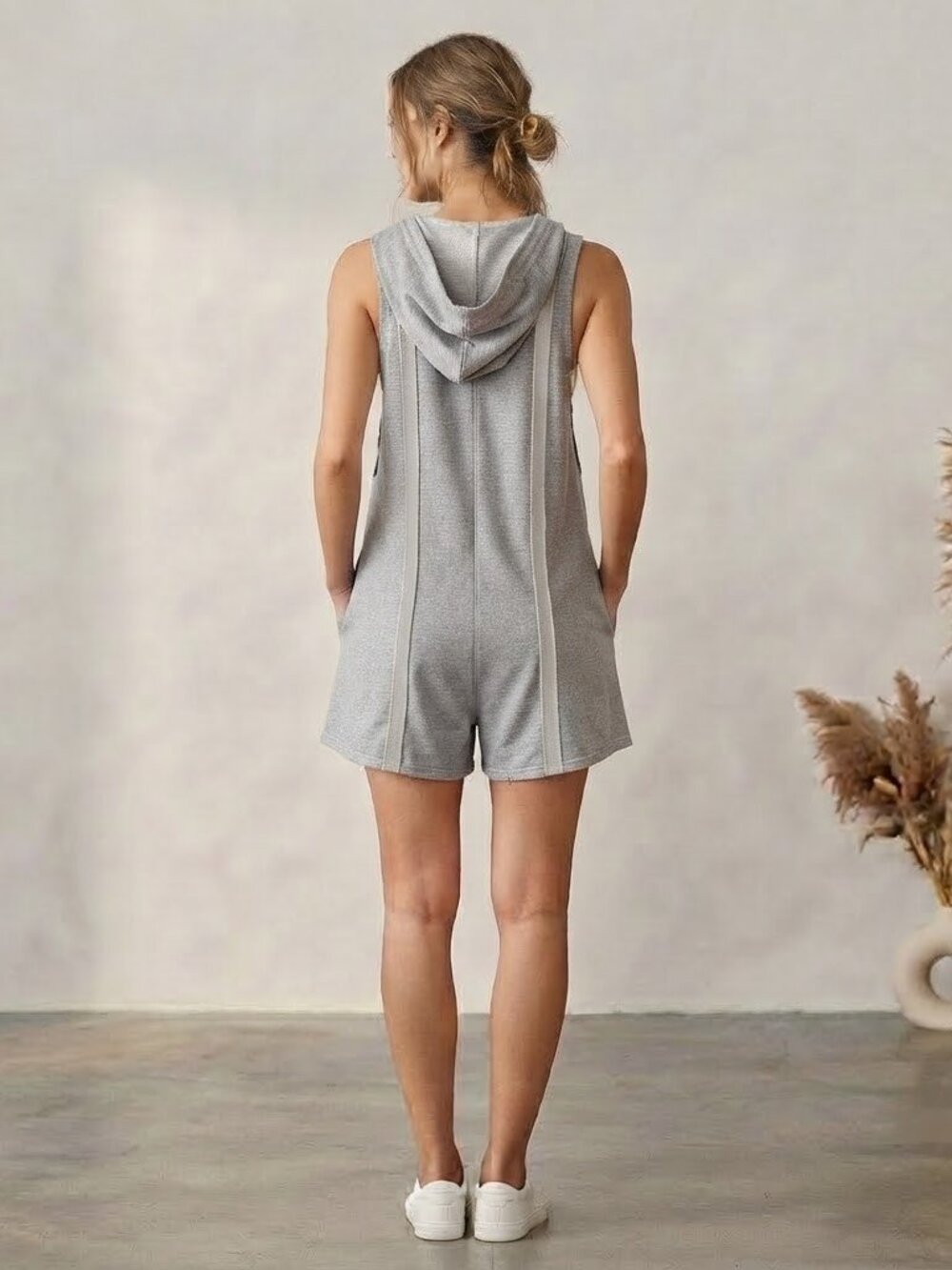 Sundry Waffle-Knit Hooded Romper NWT - Picture 2 of 6